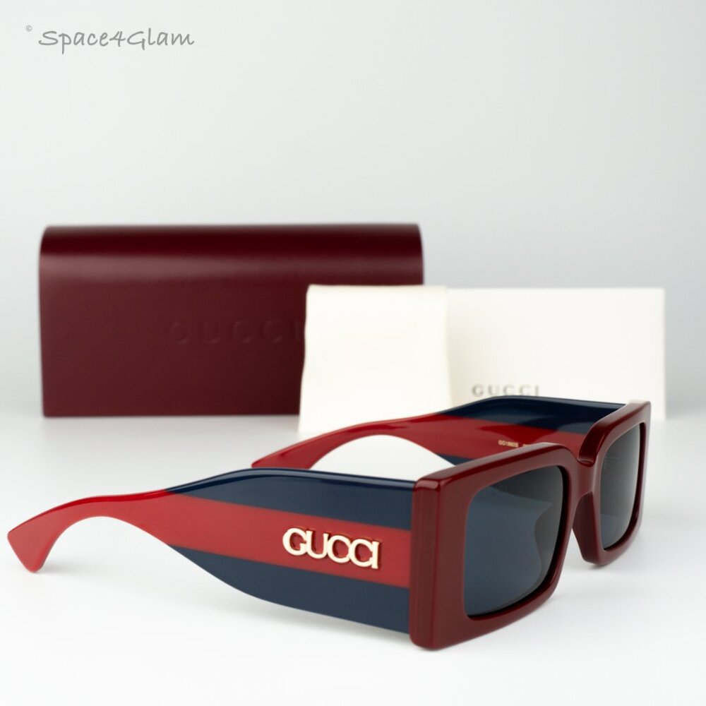Gucci Women Sunglasses Burgundy Blue Rectangular GG1860S 003 BRAND NEW - Picture 4 of 8